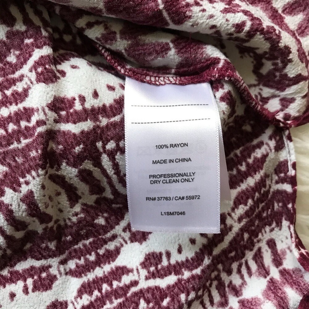 LAUNDRY BURGUNDY WHITE BUTTON DOWN TIE WAIST DRESS - Picture 5 of 6